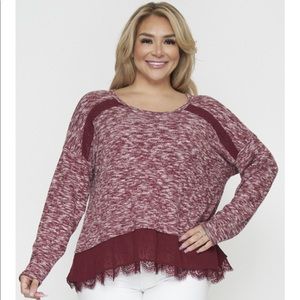 Burgundy plus size fleece top